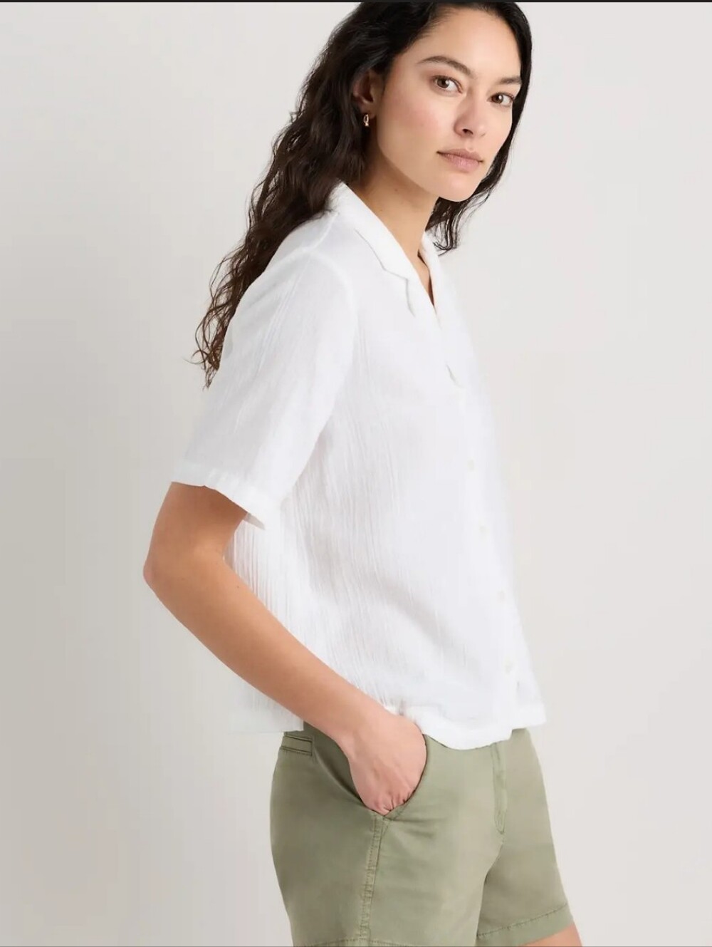 Quince 100% Organic Cotton Gauze Short Sleeve Shirt, XL, White - Picture 4 of 11